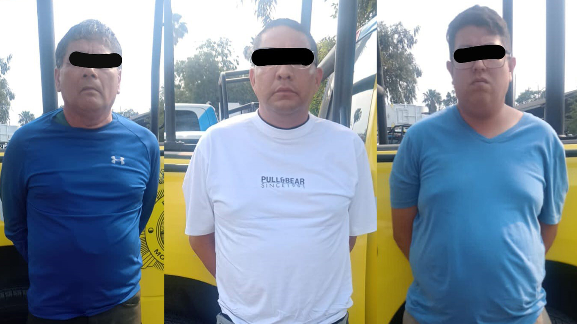 Los detenidos fueron identificados como Jonathan V. , de 42 años, del Estado de México; Luis S., de 44 años, de la Ciudad de México y Mario Enrique D., de 64 años, de nacionalidad peruana y con domicilio también en la Ciudad de México.