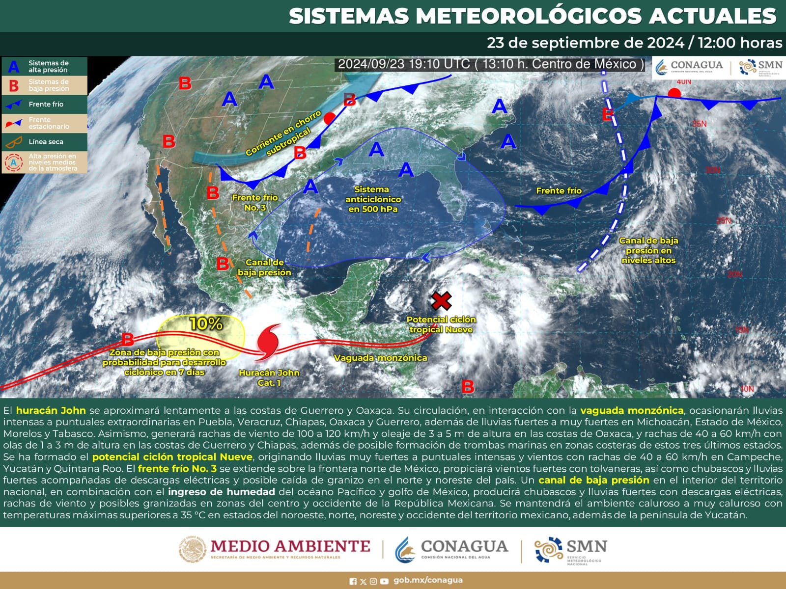 Frente Frío No. 3 genera vientos fuertes con tolvaneras y chubascos aislados en las regiones Norte, Carbonífera, Centro y Sureste del estado.